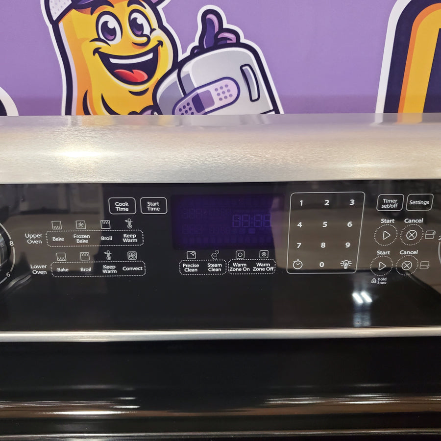Whirlpool 6.7 cu. ft. 5 Burner Element Double Oven Electric Range with True Convection in Stainless Steel WGE745C0FS - Open Box