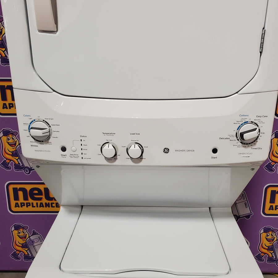 GE 3.8 cu. ft. Washer 5.9 cu. ft. Long Vent Electric Dryer Combo in White GUV27ESSMWW - Certified Refurbished