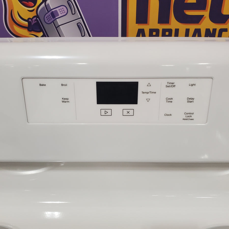 Whirlpool White 4.8 cu. ft. Electric Range with Keep Warm setting and Control Lock Mode WFC150M0JW - Open Box