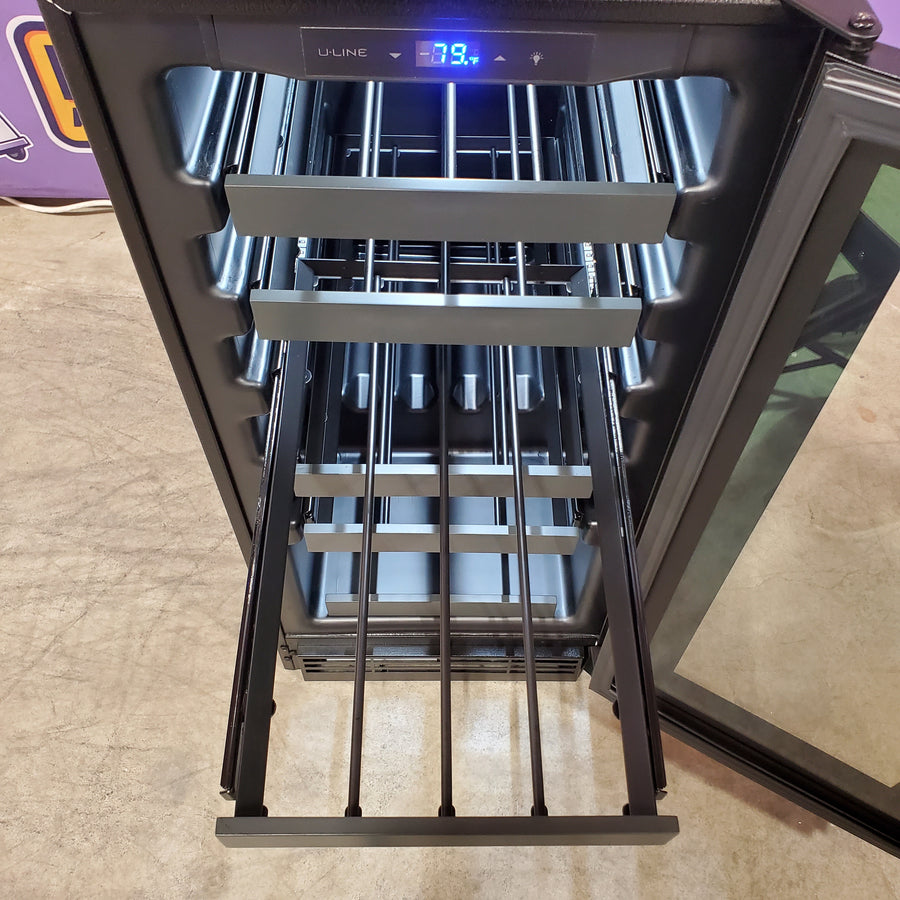 U-Line 15" Wide 24 Bottle Single Zone Black Wine Refrigerator UHWC115BG01A - Scratch & Dent (Minor)