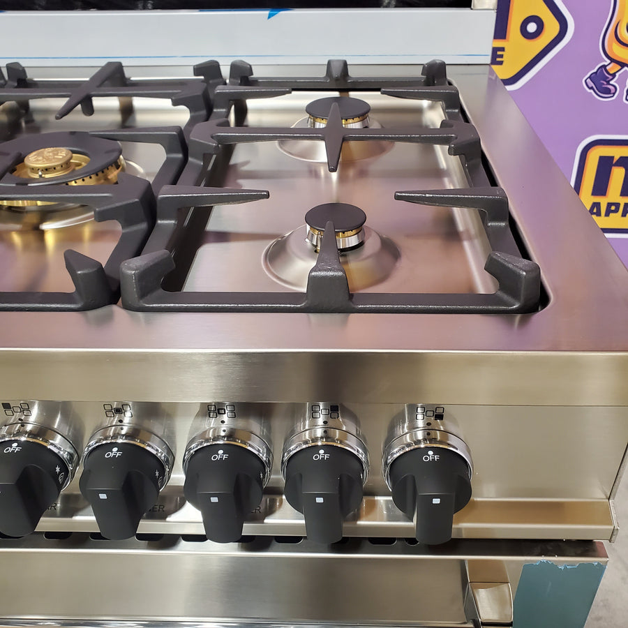 Bertazzoni 36 Inch Pro-Style Gas Range with 5 Sealed Brass Burners, 4.4 cu. ft. Convection Oven, Manual Clean, and Storage Drawer MAS365GASXT - Open Box