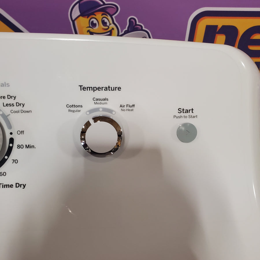 GE White Electric 6.2 Cu. Ft. Capacity Dryer with Shallow Depth and Up to 120 Ft. Venting Capability 22421754 - GTX33EASKWW - Open Box