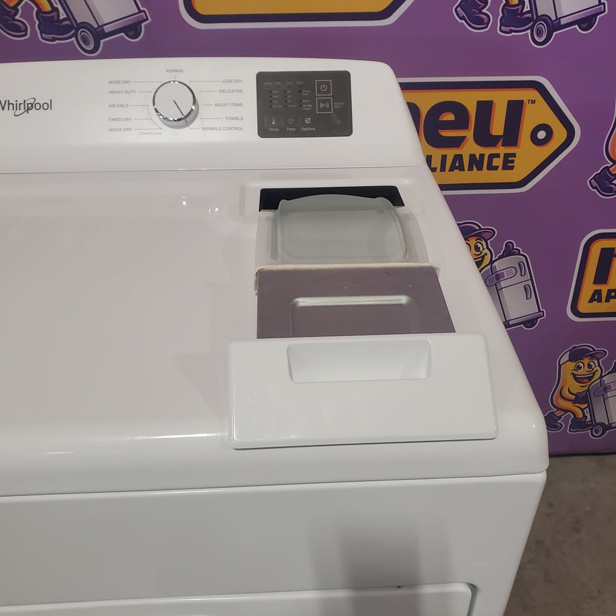 Whirlpool 4.2-4.3 Cu. Ft. Top Load Washer with 2-in-1 Removable Agitator and Soft Close Glass Lid WTW4307SW - Open Box and Whirlpool 7.0 cu. ft. Electric Dryer with Adaptive Dry and Wrinkle Shield™ Option WED4307SW - Scratch & Dent (Minor)