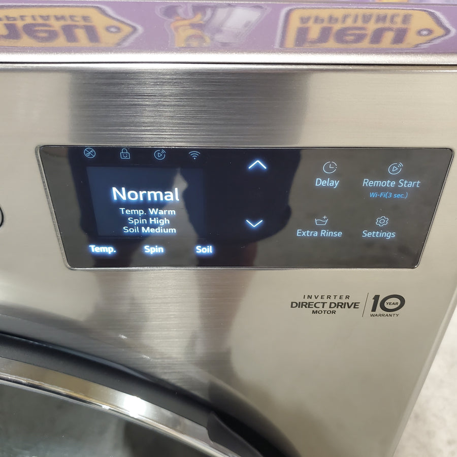 LG 5.0 cu. ft. Mega Capacity Smart Front Load Washer with TurboWash® 360° and AI Sensing WM5800HVA - Open Box and LG 7.4-cu ft Stackable Vented Electric Dryer with Steam Cycle in Graphite Steel DLEX5800V - Scratch & Dent (Moderate)