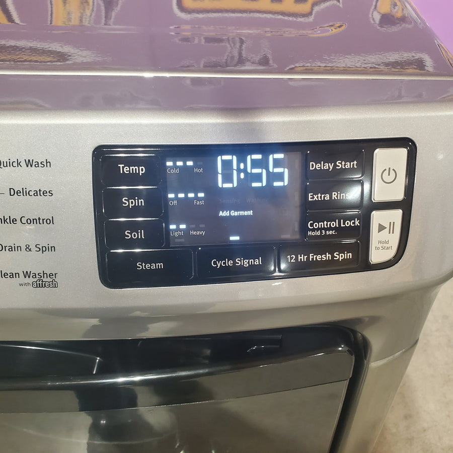 Maytag 4.5-cu ft High Efficiency Stackable Steam Cycle Front-Load Washer MHW5630HC - Open Box and Maytag 7.4 cu. ft. Smart Pet Pro Front Load Electric Dryer MED7020RF - Scratch & Dent (Minor)