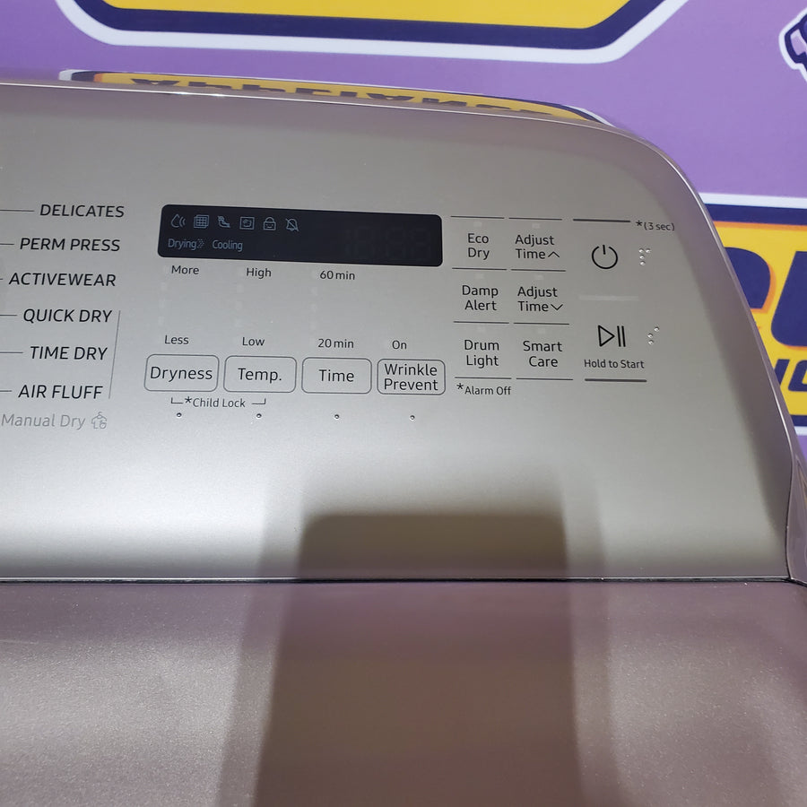 Samsung High Efficiency Extra Large ( 5.4-cu ft ) Top-Load Washer with Steam Cycle in Champagne WA54R7600AC - Certified Refurbished and Samsung 7.4-cu ft Vented Electric Dryer with Steam Cycle in Champagne DVE54R7600C - Certified Refurbished