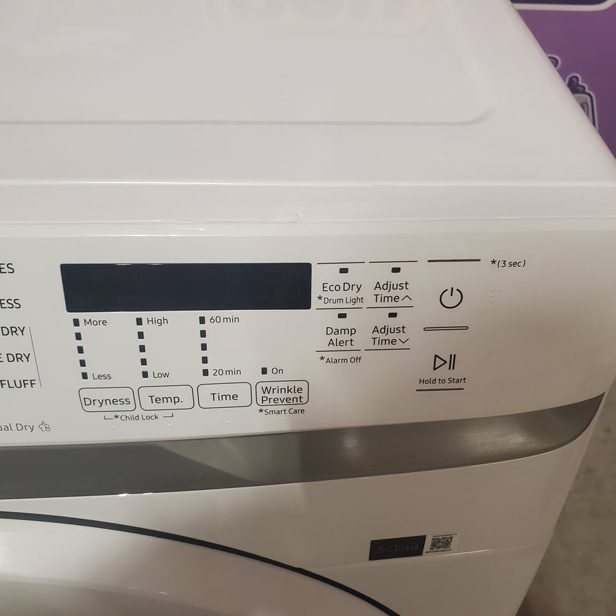 Samsung 7.5 cu. ft. Front Load Electric Dryer with Smart Care in White DVE45T6000W - Scratch & Dent (Major)