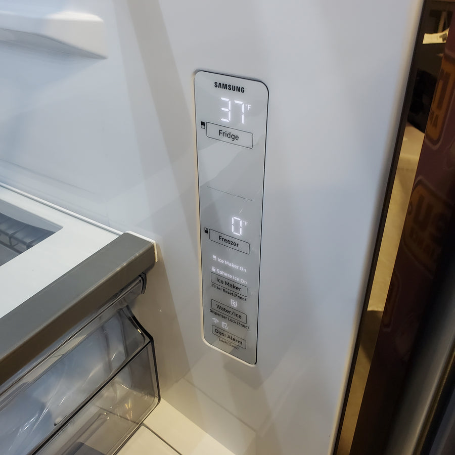 Samsung Bespoke AI Counter-Depth Sphere Ice 26-cu ft 36-in Wide French Door Refrigerator with Dual Ice Maker (Fingerprint Resistant Stainless Steel) ENERGY STAR Certified RF70F27SER - Scratch & Dent (Moderate)