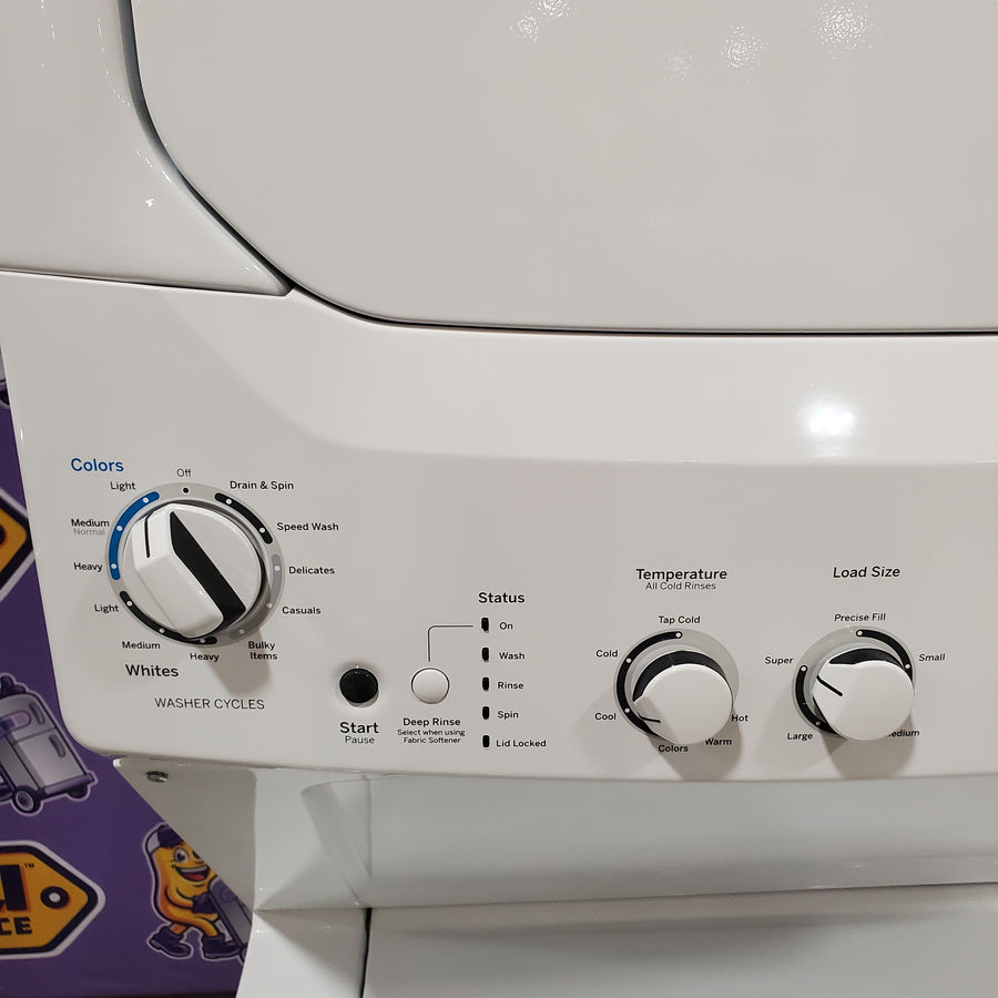 GE Unitized Spacemaker® 3.8 cu. ft. Capacity Washer with Stainless Steel Basket and 5.9 cu. ft. Capacity Electric Dryer 05121102 - GUD27ESSMWW - Certified Refurbished