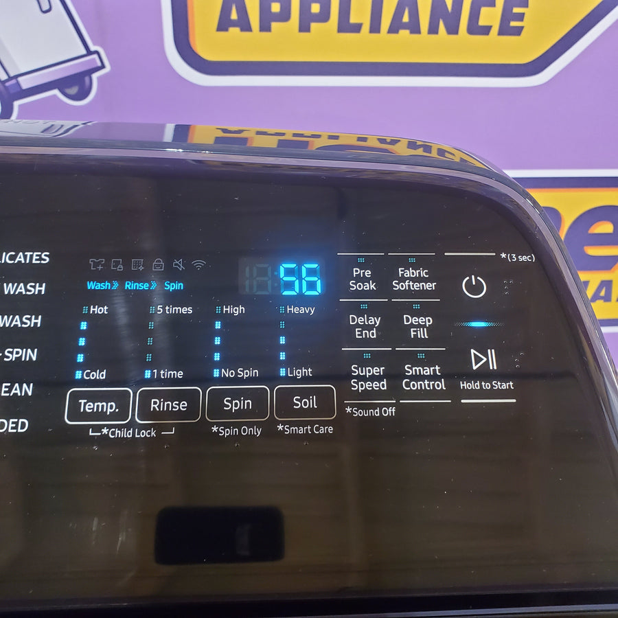 Samsung Brushed Navy Blue 5.4 cu. ft. Smart Top Load Washer with Pet Care Solution and Super Speed Wash WA54CG7150AD - Scratch & Dent (Moderate)