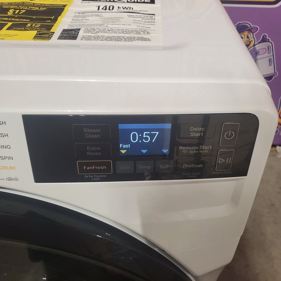Whirlpool 4.5 cu. ft. Smart Front Load ENERGY STAR® Washer with FreshFlow™ Vent System WFW5720RW - Open Box and Whirlpool 7.4 cu. ft. Smart Front Load ENERGY STAR® Electric Dryer with Wrinkle Shield™ Option WED5720RW - Open Box