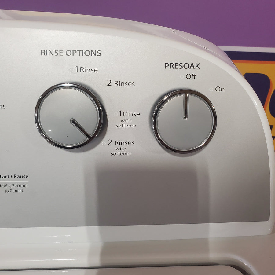 Whirlpool 4.3-cu ft High Efficiency Impeller Medium Top-Load Washer in White WTW5000DW - Open Box and Whirlpool White Electric Extra Large 7.0 Cu. Ft. Dryer with Wrinkle Shield WED4815EW - Scratch & Dent (Minor)