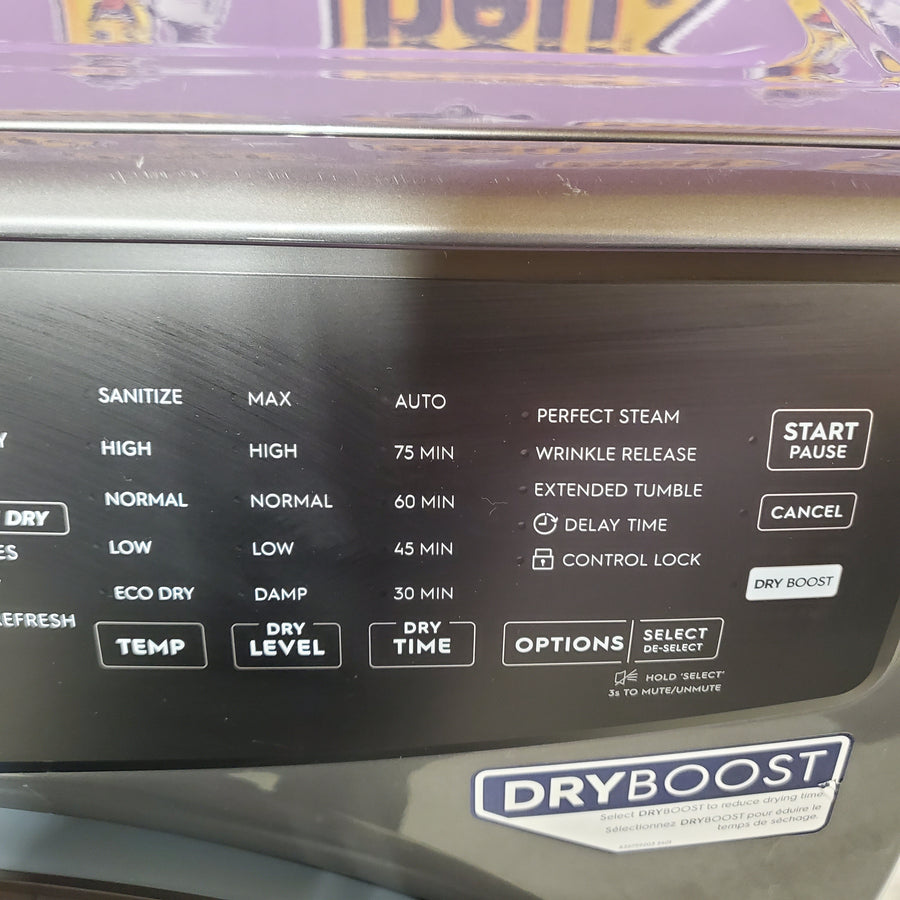 Electrolux 8-cu ft Stackable Vented Electric Dryer with Steam Cycle in Titanium ELFE7437AT - Scratch & Dent (Minor)