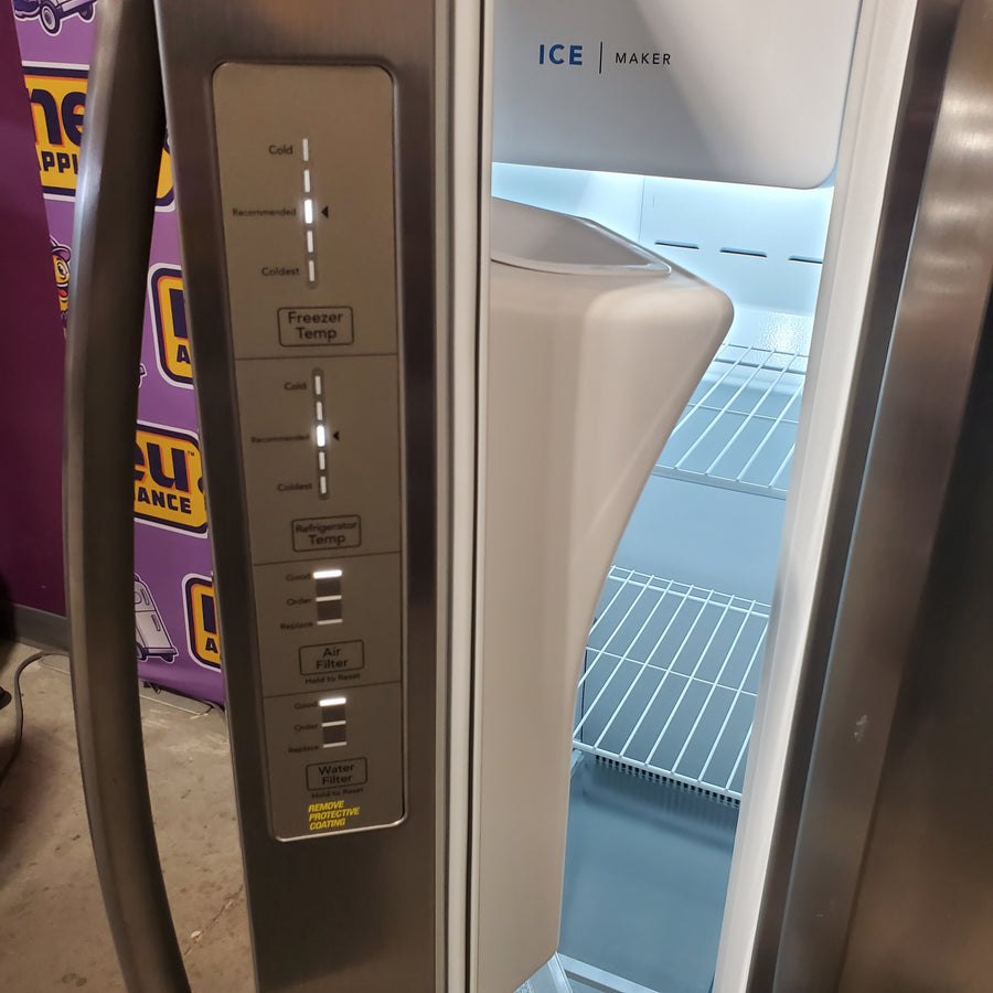 Frigidaire 25.6-cu ft ENERGY STAR Side-by-Side Refrigerator with Ice Maker in Fingerprint Resistant Stainless Steel FRSS26L3AF - Scratch & Dent (Minor)