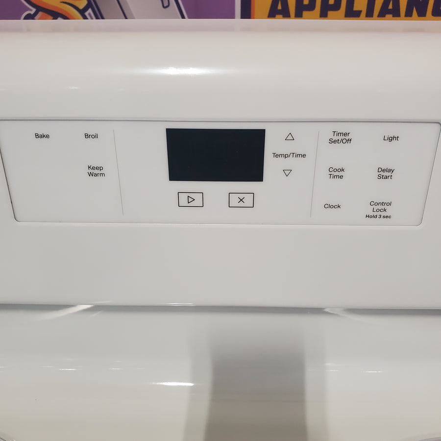 Whirlpool White 4.8 cu. ft. Electric Range with Keep Warm setting and Control Lock Mode WFC150M0JW - Open Box