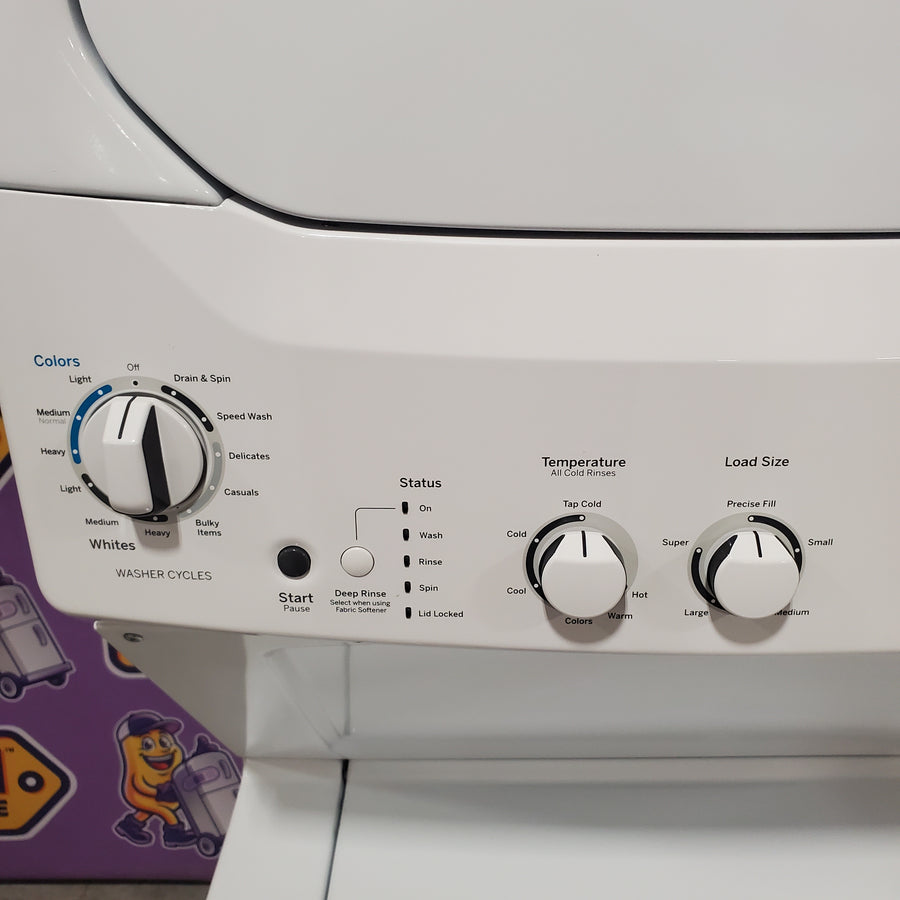 GE 3.8 cu. ft. Washer 5.9 cu. ft. Long Vent Electric Dryer Combo in White GUV27ESSMWW - Certified Refurbished