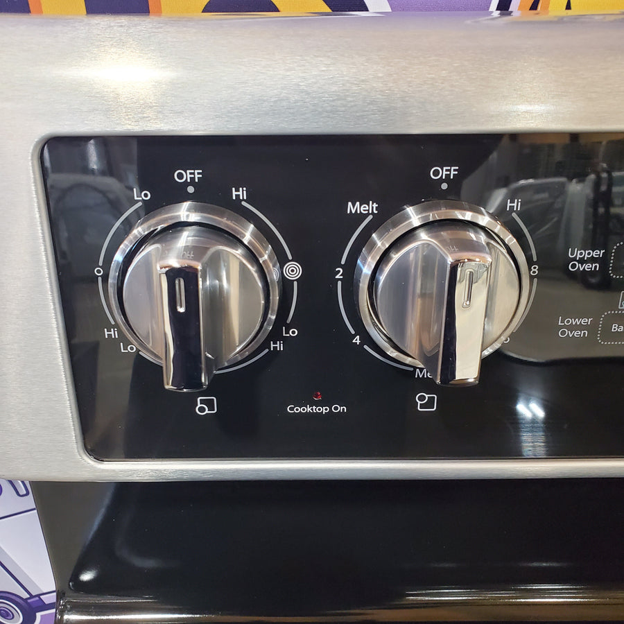 Whirlpool 6.7 cu. ft. 5 Burner Element Double Oven Electric Range with True Convection in Stainless Steel WGE745C0FS - Open Box