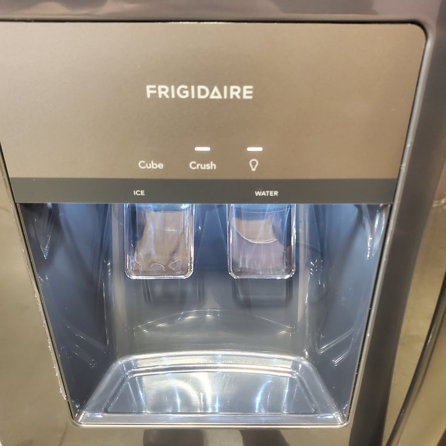 Frigidaire 25.6-cu ft Standard-Depth 36-in Wide Side-by-Side Refrigerator with Ice Maker, Water and Ice Dispenser in Black Stainless Steel FRSS2623AD - Scratch & Dent (Minor)