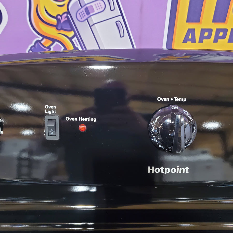 Hotpoint 30-in 4 Burners 5.0-cu ft Freestanding in Black RBS330DR4BB - Scratch & Dent (Minor)