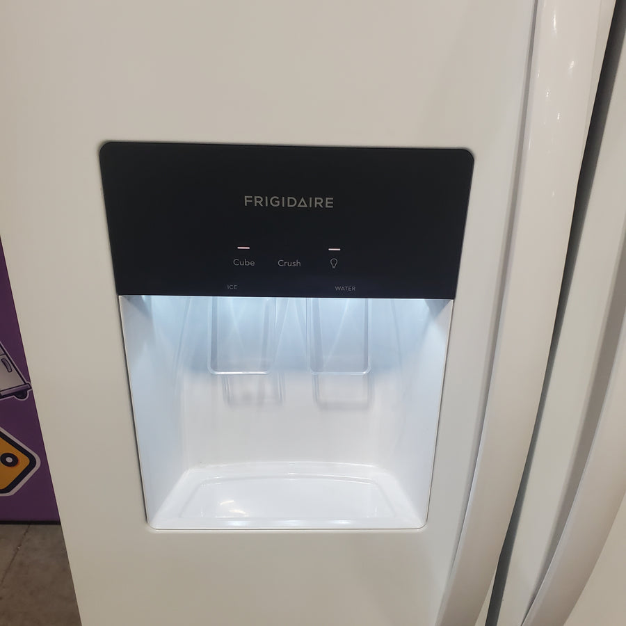 Frigidaire 25.6 cu. ft. Side by Side Refrigerator in White with Exterior Ice and Water Dispenser FRSS2623AW - Scratch & Dent (Minor)