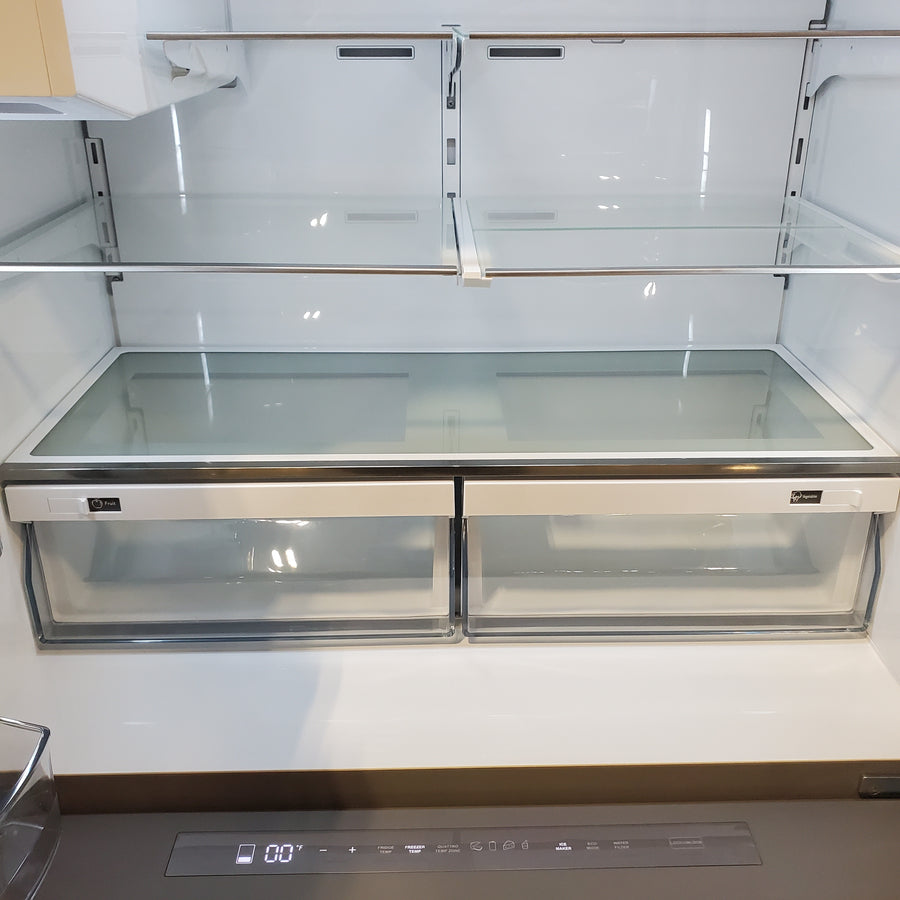Bertazzoni 36 Inch Freestanding 4-Door French Door Refrigerator with 21.6 Cu. Ft. Total Capacity, Precise Temperature, Individual Quattro Temp Zone Drawer, and Dual Humidity-Controlled Crispers REF36FDFZXNT - Scratch & Dent (Moderate)
