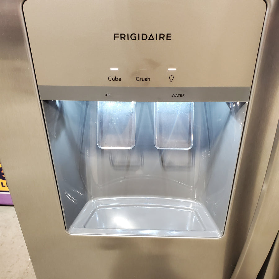 Frigidaire 25.6-cu ft ENERGY STAR Side-by-Side Refrigerator with Ice Maker in Fingerprint Resistant Stainless Steel FRSS26L3AF - Scratch & Dent (Minor)