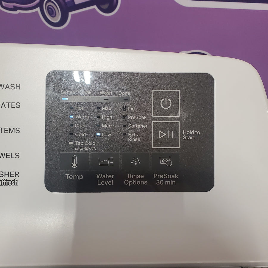 Whirlpool 4.2-4.3 Cu. Ft. Top Load Washer with 2-in-1 Removable Agitator and Soft Close Glass Lid WTW4307SW - Scratch & Dent (Minor) and Whirlpool 7.0 cu. ft. Electric Dryer with Adaptive Dry and Wrinkle Shield™ Option WED4307SW - Scratch & Dent (Minor)
