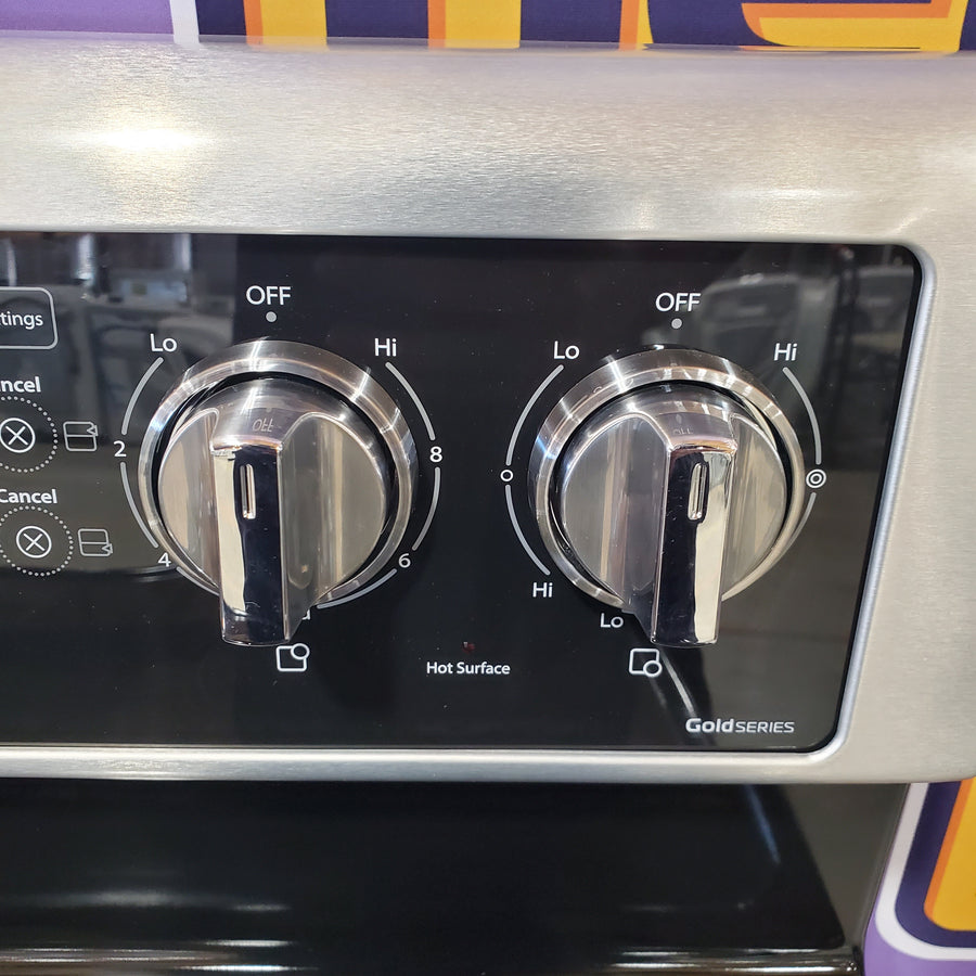 Whirlpool 6.7 cu. ft. 5 Burner Element Double Oven Electric Range with True Convection in Stainless Steel WGE745C0FS - Open Box