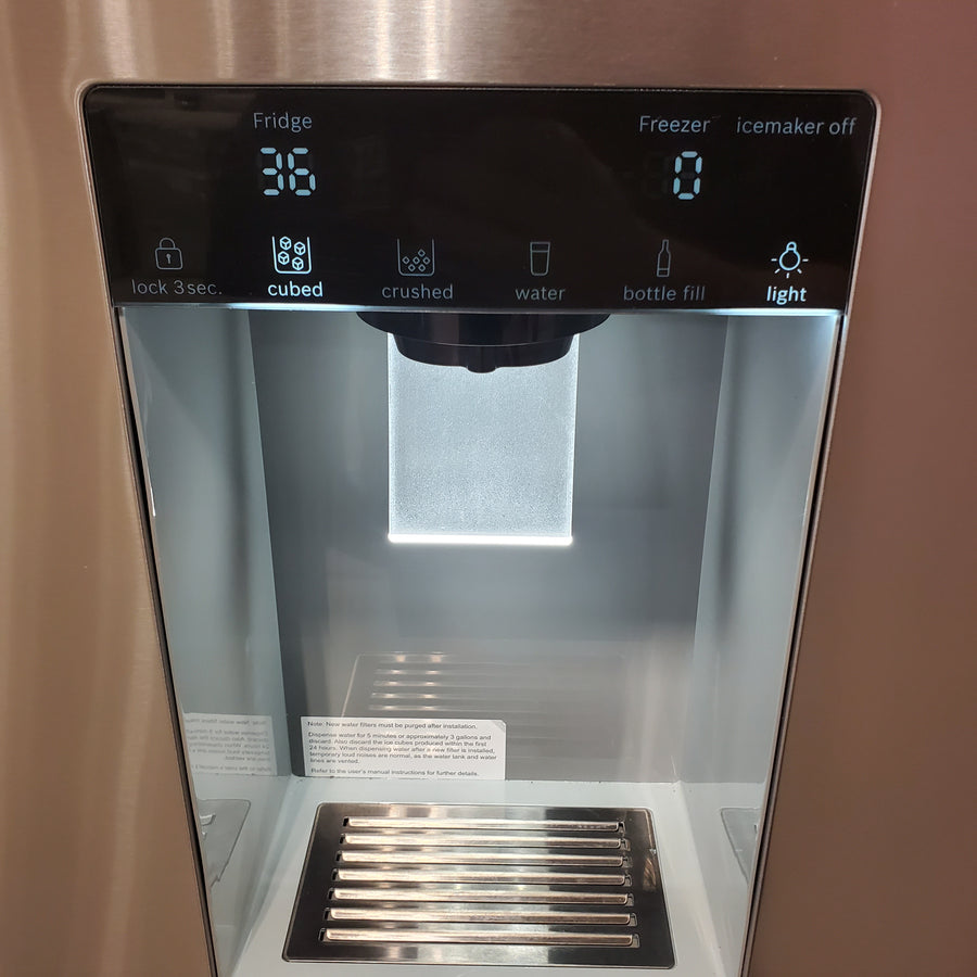 Bosch Fastest Ice Maker Standard-Depth 300 Series 26-cu ft 3-Door Smart Compatible French Door Refrigerator with Ice Maker with Water and Ice Dispenser in Stainless Steel B36FD31ENS - Scratch & Dent (Minor)
