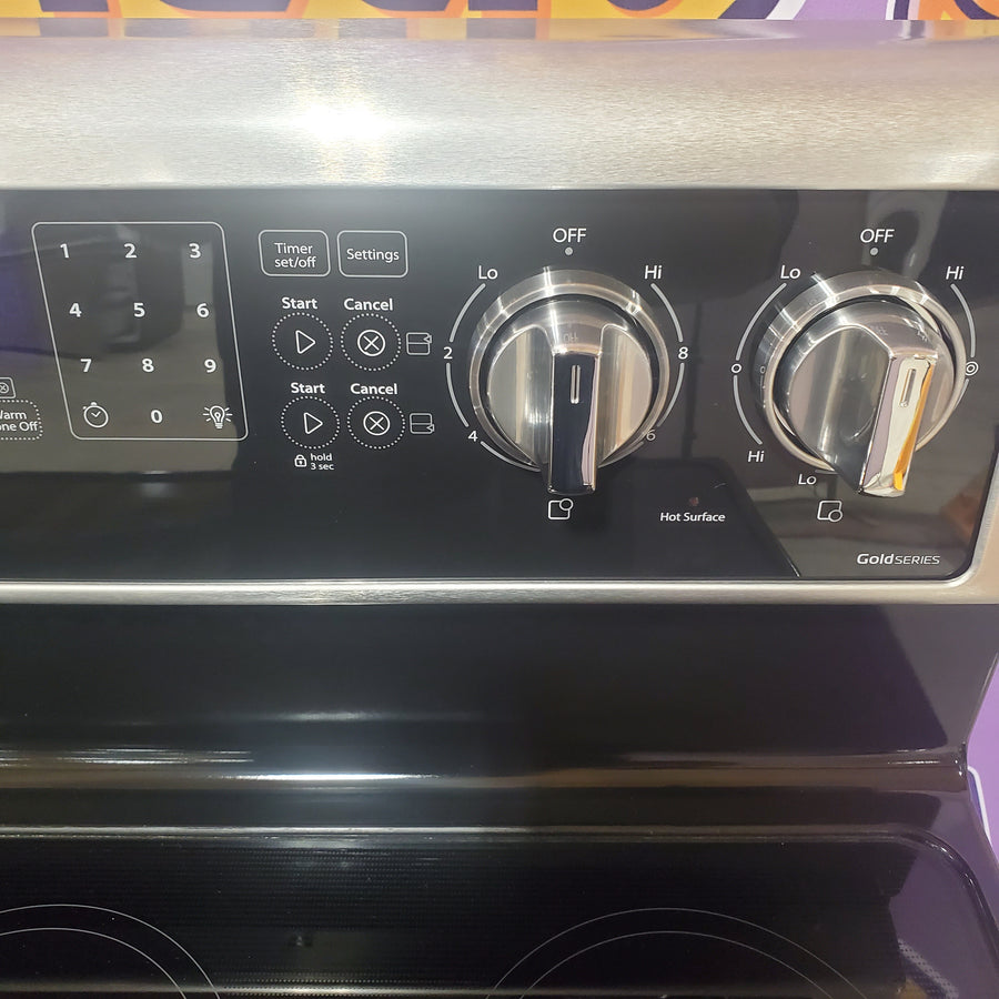 Whirlpool 6.7 cu. ft. 5 Burner Element Double Oven Electric Range with True Convection in Stainless Steel 22321458 - WGE745C0FS - Open Box