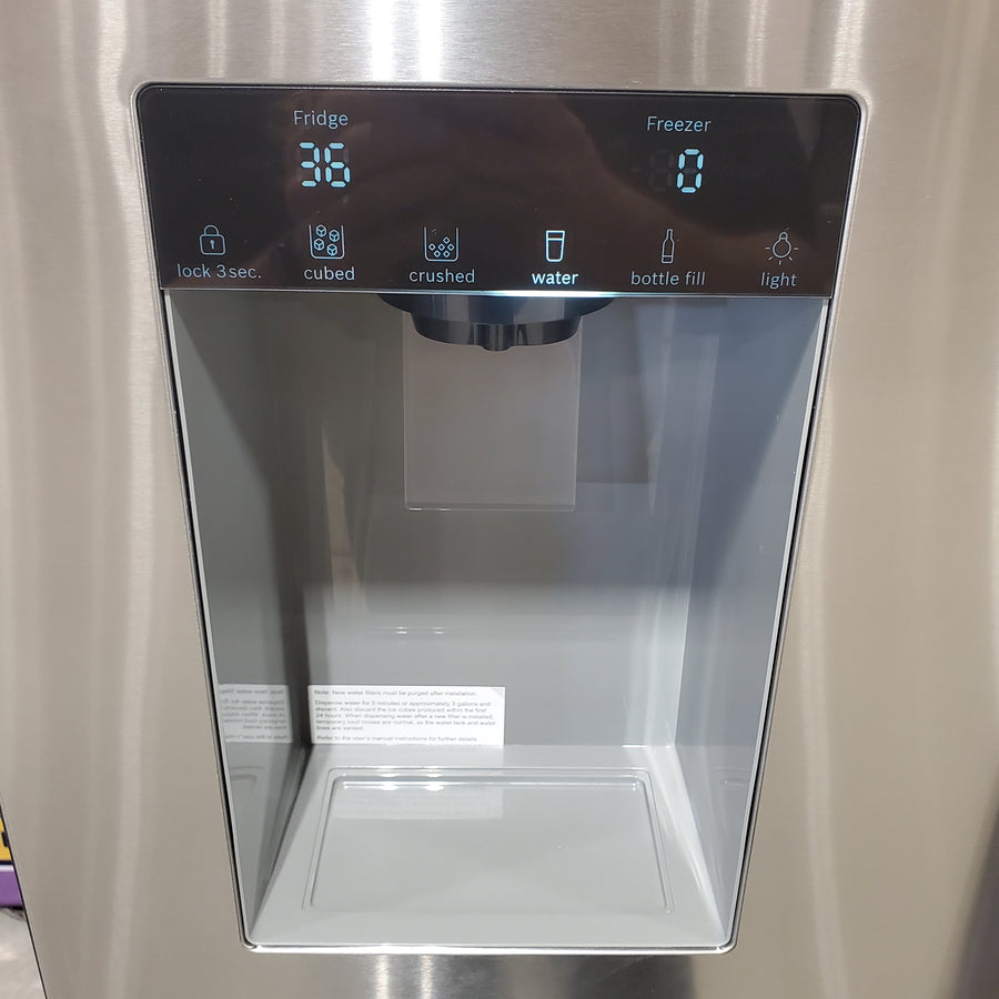 Bosch Fastest Ice Maker Standard-Depth 300 Series 26-cu ft 3-Door Smart Compatible French Door Refrigerator with Ice Maker with Water and Ice Dispenser in Stainless Steel B36FD31ENS - Scratch & Dent (Minor)