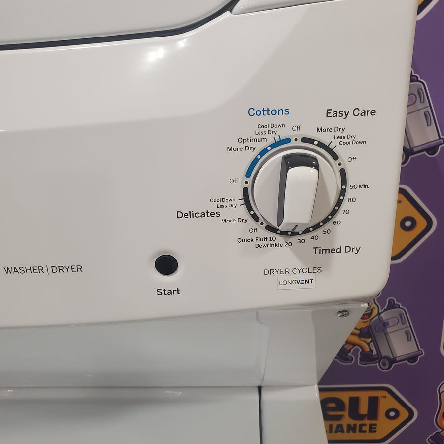 GE Unitized Spacemaker® 3.8 cu. ft. Capacity Washer with Stainless Steel Basket and 5.9 cu. ft. Capacity Electric Dryer GUD27ESSMWW - Certified Refurbished