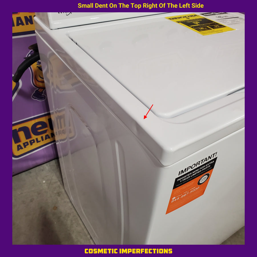 Whirlpool Top Load 3.5 Cu. Ft. Washer with Deep Water Wash Option WTW4816FW - Scratch & Dent (Major) and Whirlpool White Gas 7.0 Cu. Ft. Vented Dryer with Wrinkle Shield Option and AutoDry Drying System WGD4815EW - Scratch & Dent (Major)