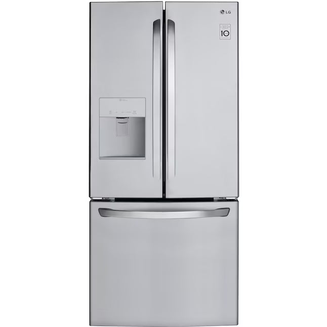 LG 22 cu. ft. 30" Wide French Door Refrigerator with Water Dispenser in Stainless Steel LFDS22520S - Open Box