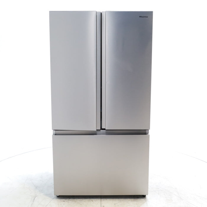Pictures of Hisense Fingerprint Resistant Stainless Steel Counter-depth 21.2 cu ft French Door ENERGY STAR Refrigerator with Water and Ice Dispenser - Scratch & Dent - Minor - Neu Appliance Outlet - Discount Appliance Outlet in Austin, Tx