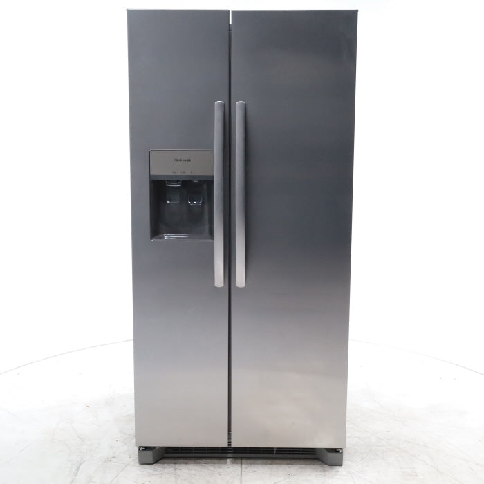 Pictures of 33" Wide Stainless Steel Frigidaire 22.3 cu. ft. ENERGY STAR Side by Side Refrigerator with Exterior Water and Ice Dispenser - Scratch & Dent - Minor - Neu Appliance Outlet - Discount Appliance Outlet in Austin, Tx