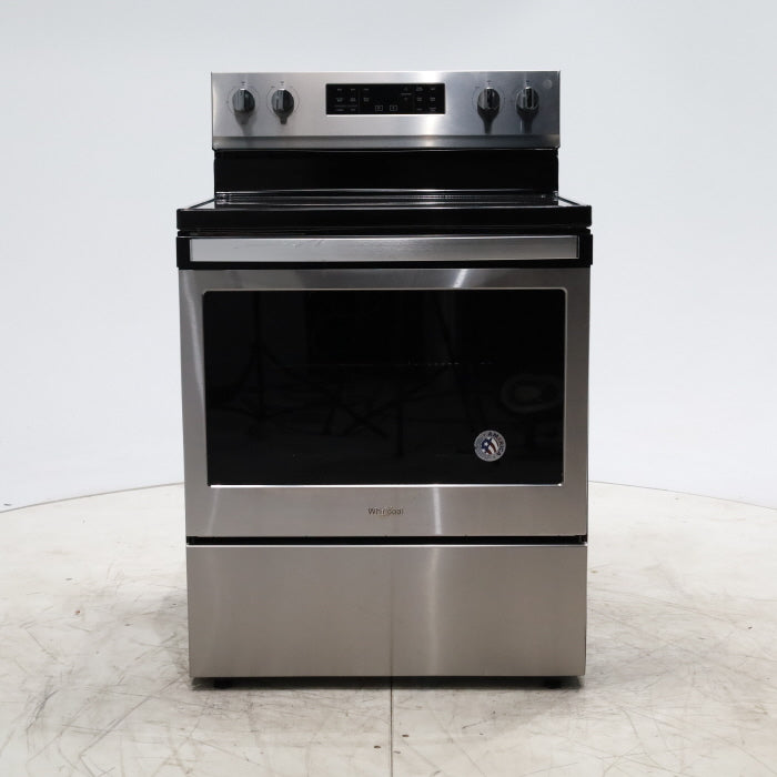 Pictures of Fingerprint Resistant Stainless Steel Whirlpool 5.3 cu. ft. Freestanding 5 Heating Element Smooth Cooktop Range with Convection - Certified Refurbished - Neu Appliance Outlet - Discount Appliance Outlet in Austin, Tx