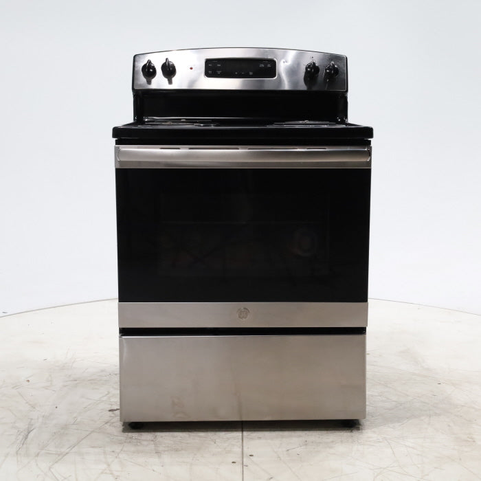 Pictures of Black with Stainless Steel GE 5.0 cu. ft. Freestanding 4 Element Electric Range with Sensi-Temp Technology - Certified Refurbished - Neu Appliance Outlet - Discount Appliance Outlet in Austin, Tx