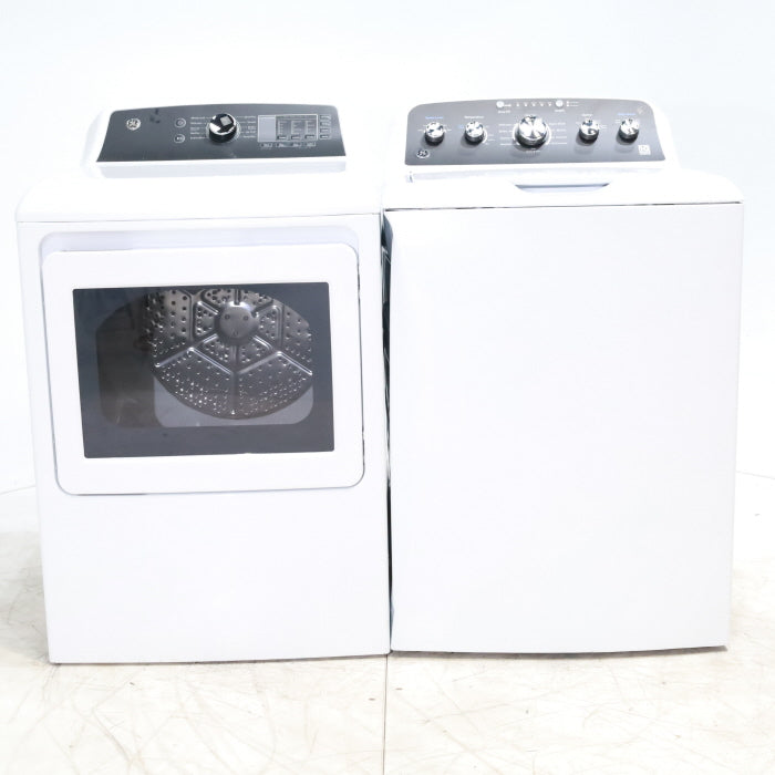Pictures of GE 4.5 cu. ft. Capacity Washer with Stainless Steel Basket, Cold Plus and Wash Boost and GE 7.4 cu. ft. Capacity Electric Dryer with Up To 120 ft. Venting and Sensor Dry - Scratch & Dent - Minor | Moderate - Neu Appliance Outlet - Discount Appliance Outlet in Austin, Tx
