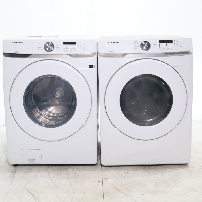 Pictures of ENERGY STAR Samsung 4.5 cu. ft. Front Load Washer with Vibration Reduction and Samsung 7.5 cu. ft. Front Load Electric Dryer with Sensor Dry and Interior Drum Light- Scratch & Dent - Moderate | Major - Neu Appliance Outlet - Discount Appliance Outlet in Austin, Tx