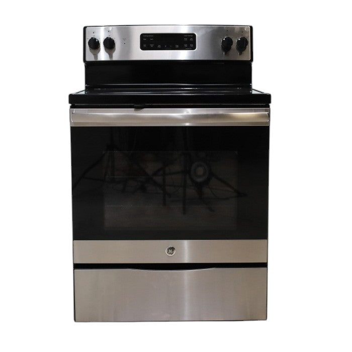 Pictures of GE Stainless Steel & Black Free-Standing Electric Range with 8" Power Boil Element - Certified Refurbished - Neu Appliance Outlet - Discount Appliance Outlet in Austin, Tx