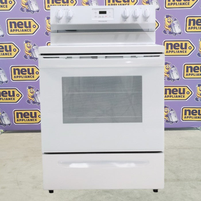 Pictures of Frigidaire White 30 inch 5.3 cu. ft. 5-Burner Element Electric Range with Manual Clean FCRE3052AW - Scratch & Dent - (Minor) - Neu Appliance Outlet - Discount Appliance Outlet in Austin, Tx