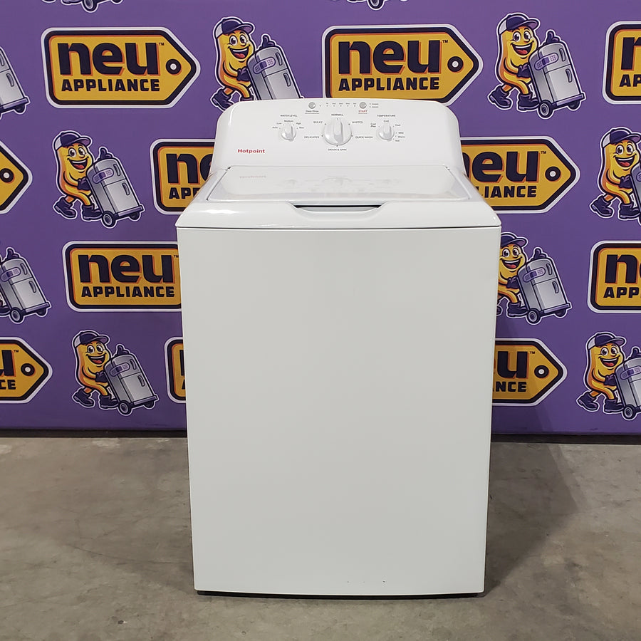 Hotpoint® 4.0 cu. ft. Capacity Washer with Cold Plus and Water Level Control HTW265ASWWW - Scratch & Dent (Minor) and Hotpoint® 6.2 cu. ft. vented Electric Dryer with Auto Dry 16138 - HTX26EASWWW - Scratch & Dent (Moderate)