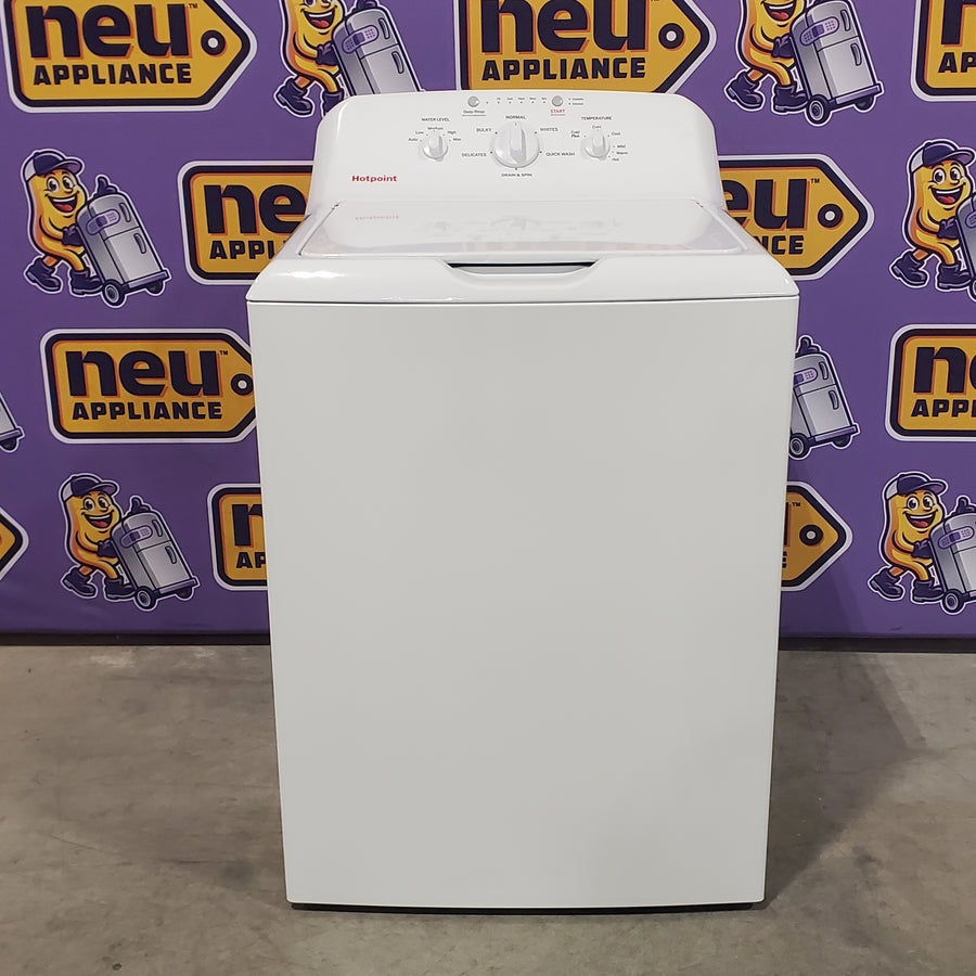 Hotpoint® 4.0 cu. ft. Capacity Washer with Cold Plus and Water Level Control HTW265ASWWW - Scratch & Dent (Minor) and Hotpoint® 6.2 cu. ft. vented Electric Dryer with Auto Dry 16145 - HTX26EASWWW - Certified Refurbished