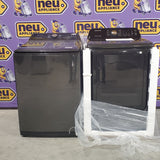 Samsung 5.0 cu. ft. Capacity Top Load Washer with Active WaterJet in Brushed Black WA50R5200AV - Certified Refurbished and Samsung Brushed Black 7.4 cu. ft. Smart Electric Dryer with Sensor Dry 16114 - DVE47CG3500V - New in Box