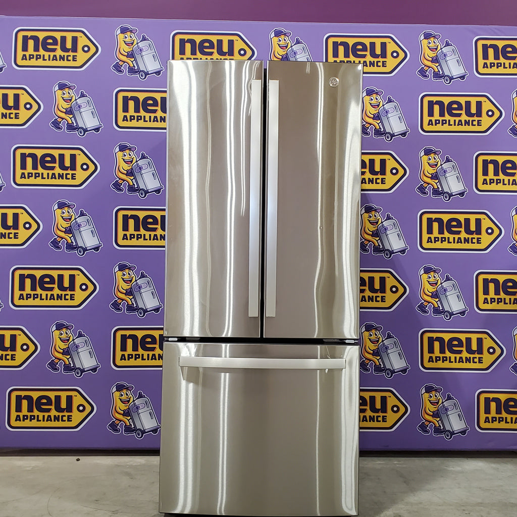 Pictures of GE® ENERGY STAR® 30" Wide 20.8 Cu. Ft. French-Door Refrigerator with Icemaker and Advanced Water Filtration GNE21FYKFS - Scratch & Dent (Minor) - Neu Appliance Outlet - Discount Appliance Outlet in Austin, Tx