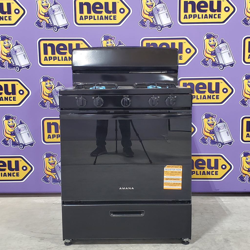 Pictures of Amana® 30-inch 4-Burner Freestanding Gas Range with Easy-Clean Glass Door AGR4203MNB - Scratch & Dent (Minor) - Neu Appliance Outlet - Discount Appliance Outlet in Austin, Tx