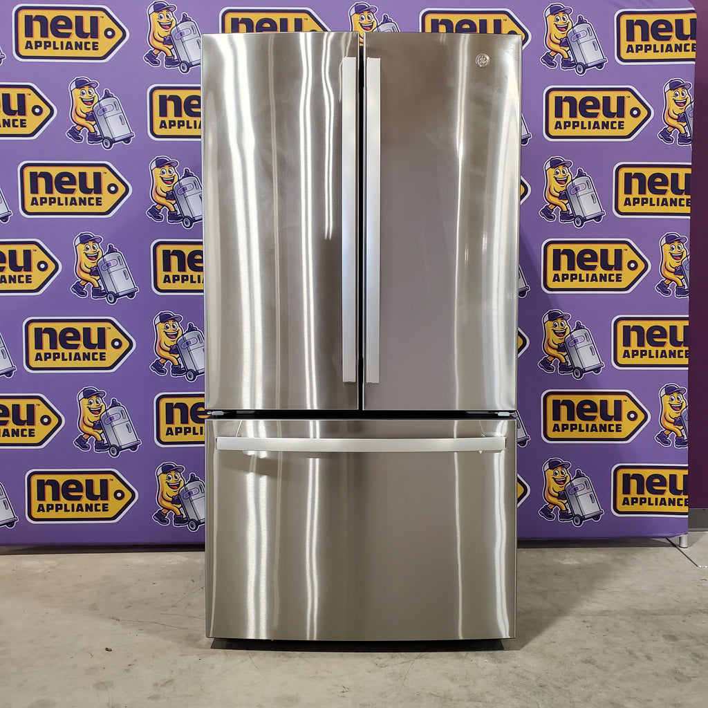 Pictures of GE 27-cu ft French Door Refrigerator with Ice Maker (Fingerprint-resistant Stainless Steel) ENERGY STAR-GNE27JYMXFS-Scratch and Dent(Minor) - Neu Appliance Outlet - Discount Appliance Outlet in Austin, Tx