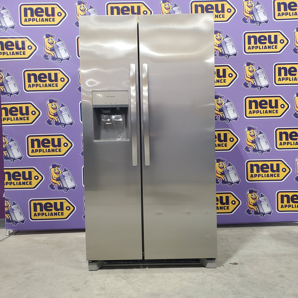 Pictures of Frigidaire 25.6-cu ft Side-by-Side Refrigerator with Ice Maker (Fingerprint Resistant Stainless Steel) ENERGY STAR-FRSS26L3AF-Scratch and Dent( Minor) - Neu Appliance Outlet - Discount Appliance Outlet in Austin, Tx