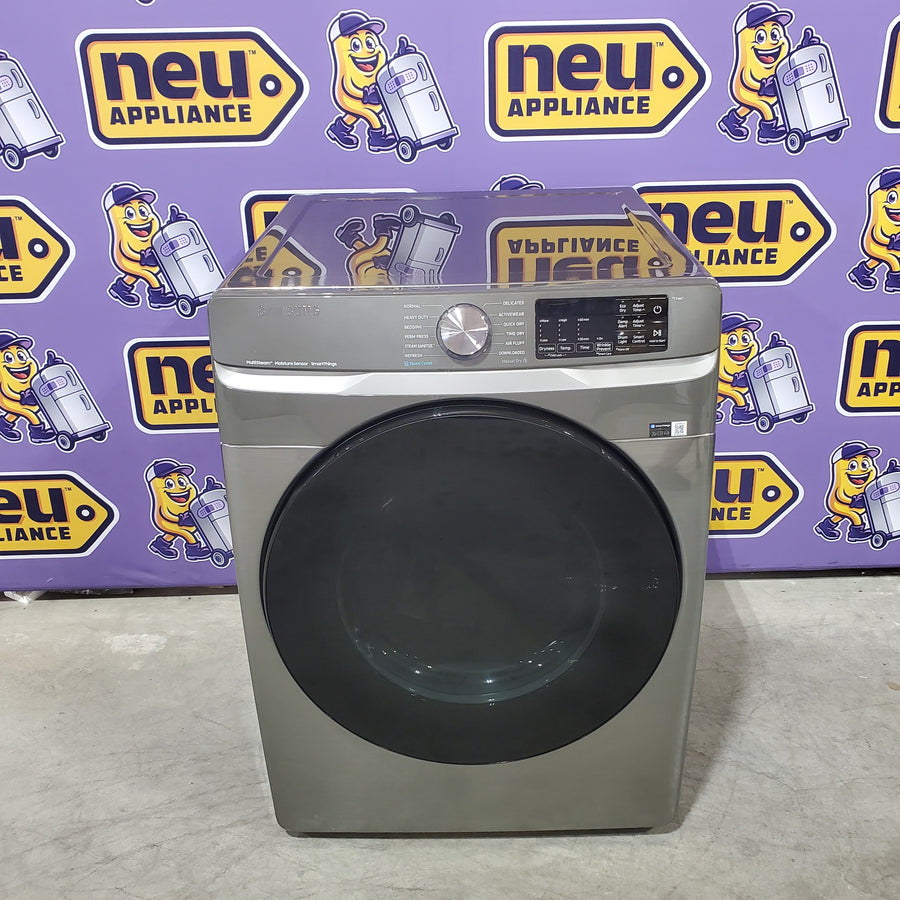 Samsung 4.5 cu. ft. Large Capacity Smart Front Load Washer with Super Speed Wash in Platinum WF45B6300AP - Scratch & Dent (Minor) and Samsung 7.5 cu. ft. Front Load Electric Dryer with Steam 16272 - DVE45B6300P - Scratch & Dent (Minor)